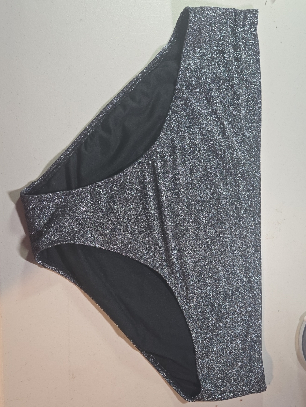 Sparkley High-Waisted Bikini Bottoms - Silver